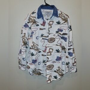 Quizz Jeans quirky western print shirt. Women's large